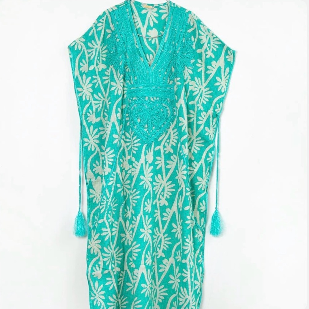 Matta Turquoise and White Midi Dress